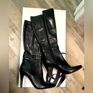 Nine West Black leather knee high boots